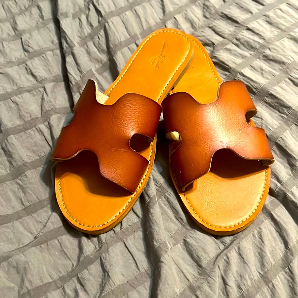 Tan summer slides from Target size 8- worn a few times